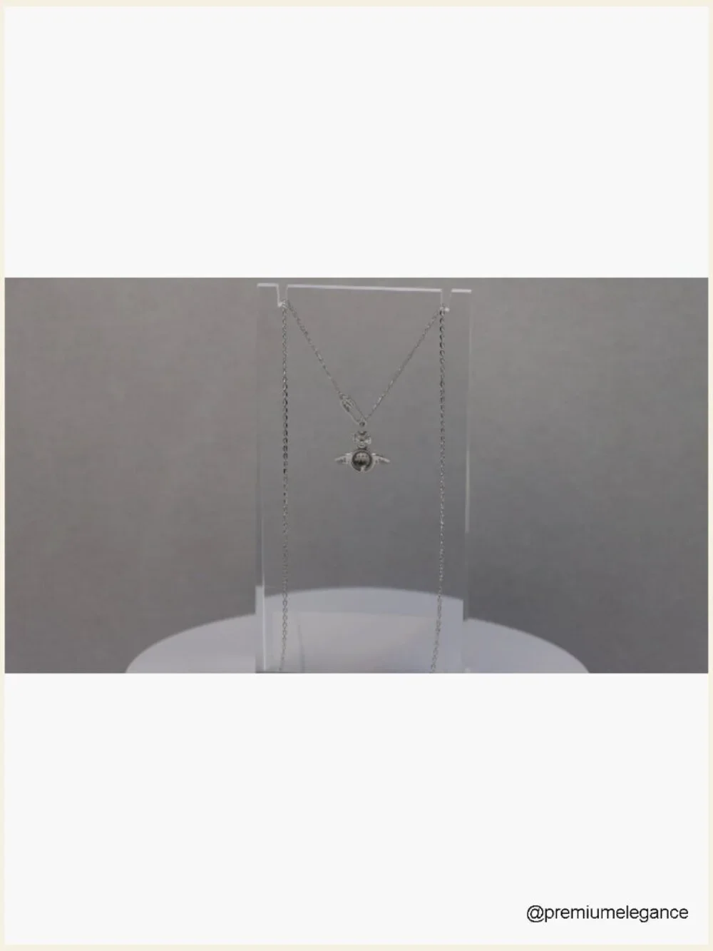 Saturn Pendant Necklace, Safety Pin Zircon, 925 Sterling Silver, 15.35